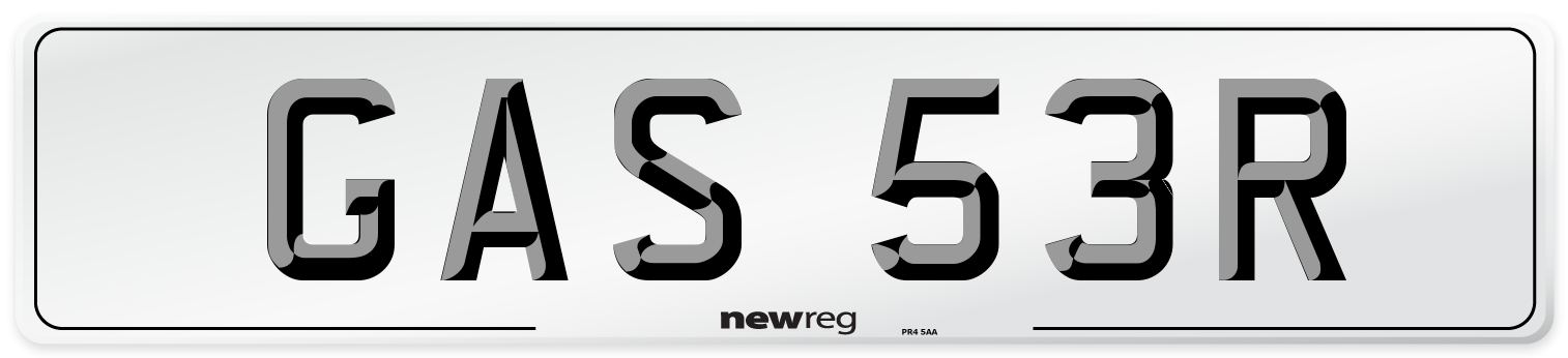 GAS 53R Number Plate from New Reg